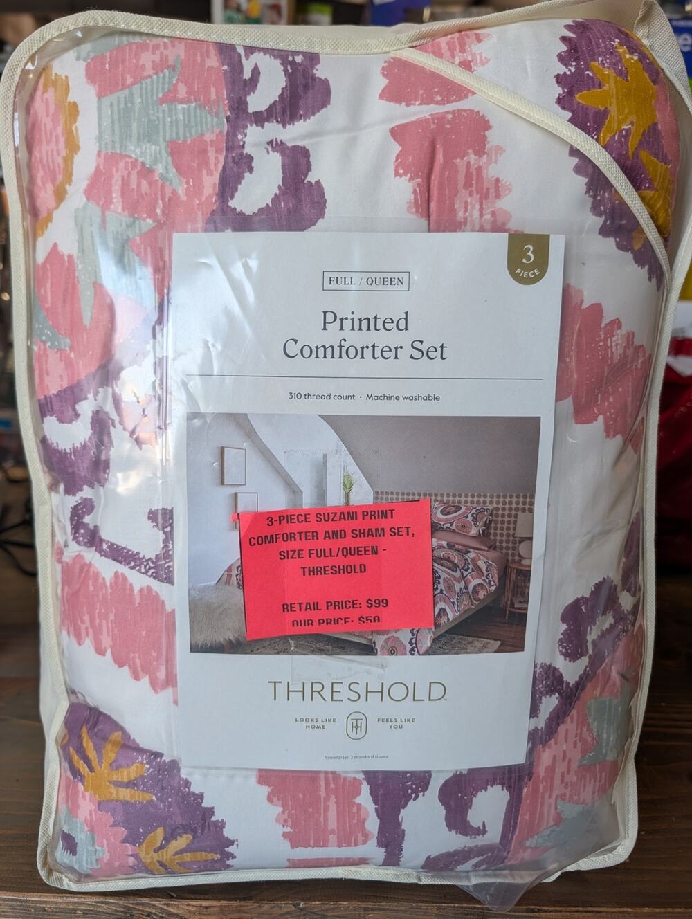 3-Piece Suzani Print Comforter and Sham Set, Size Full/Queen